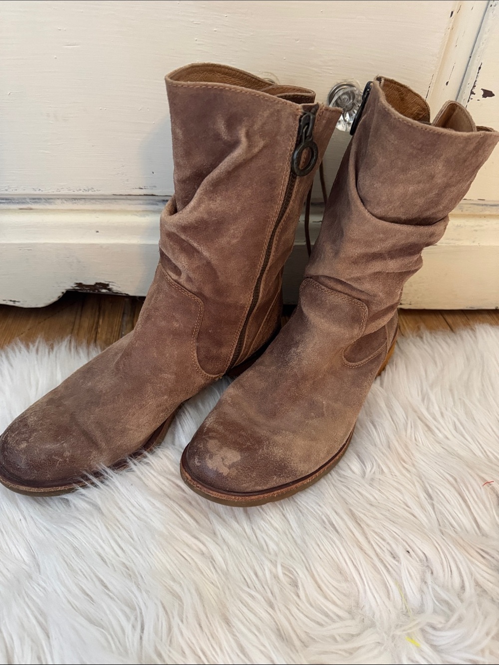 Sofft Aqua Suede Slouchy Ankle Boots - Brown